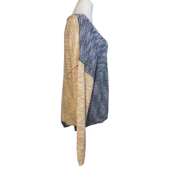 Urban Outfitters S Cotton Blend Yellow Blue Oversized Pullover V-neck Sweater - Picture 5 of 12